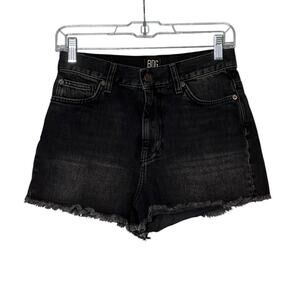 BDG black fringe high rise girlfriend shorts size 26